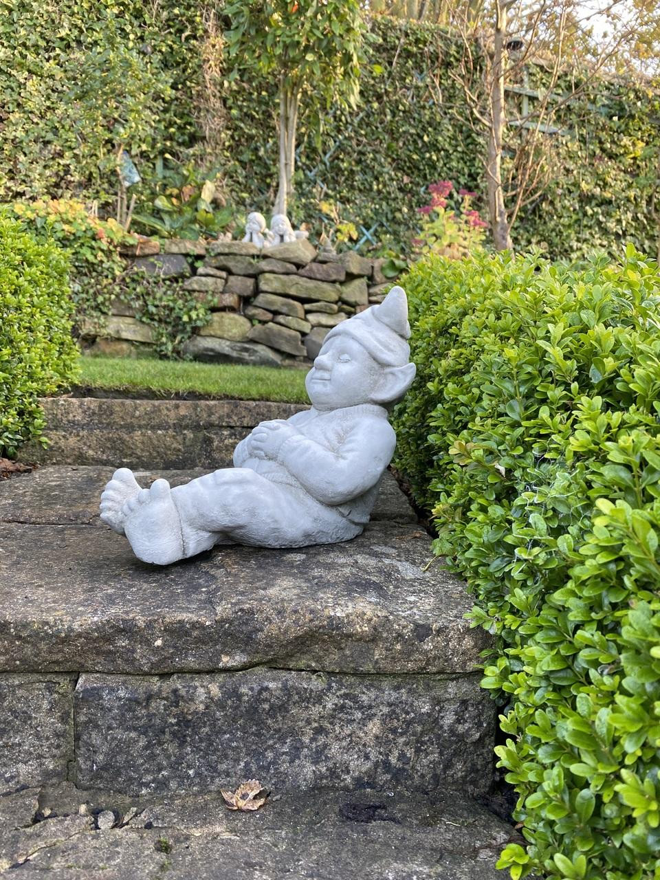 Sleeping Bunny Concrete Garden Sculpture - White