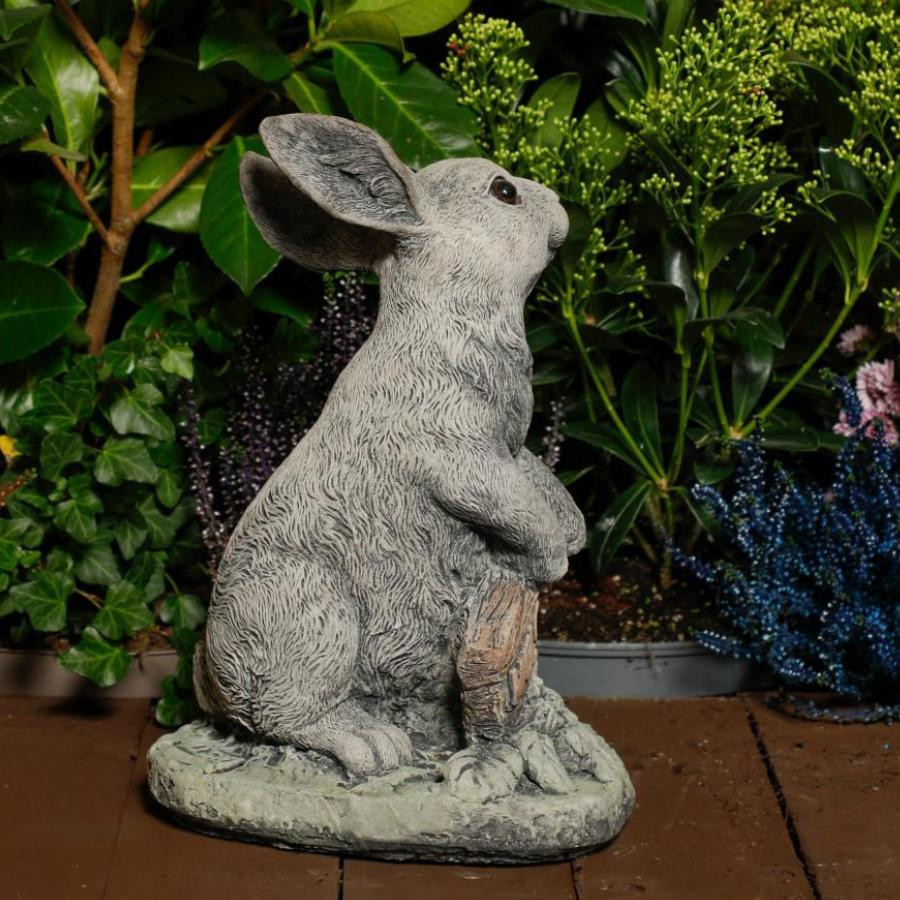Welcome Bunny Stone Cast Statue Garden Ornament | Cute Rabbit Statue 
