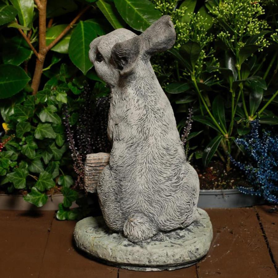 Welcome Bunny Stone Cast Statue Garden Ornament | Cute Rabbit Statue