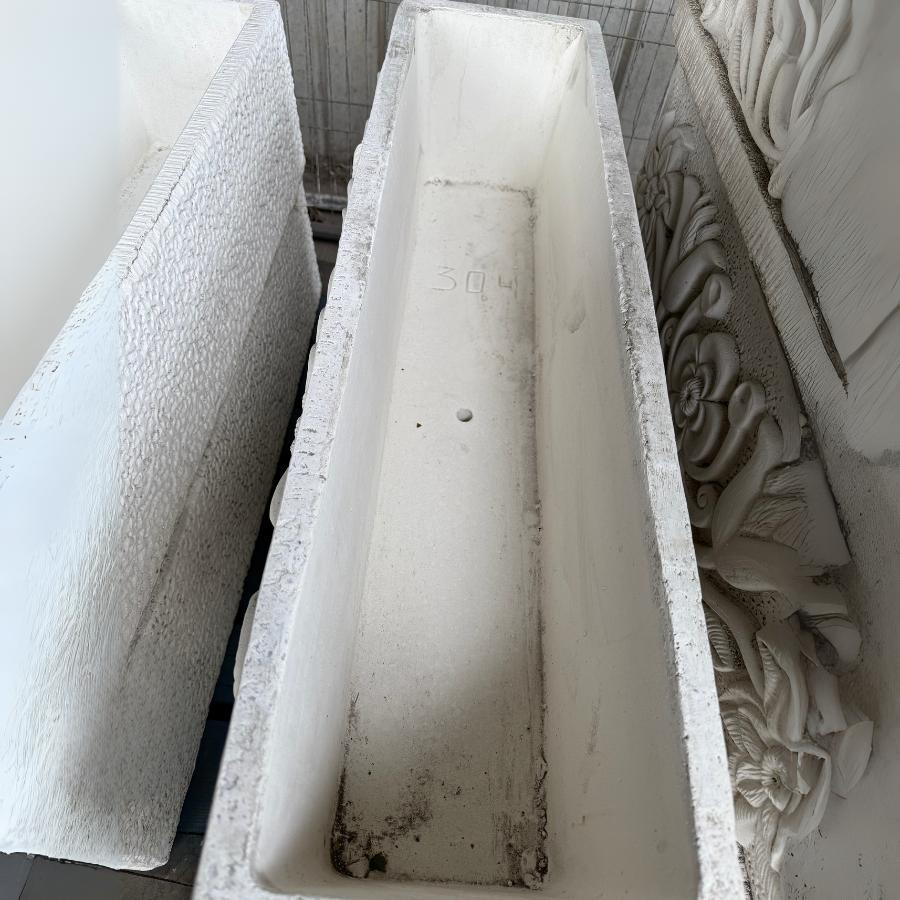 Large White Stone Cast Tulip Trough Planter