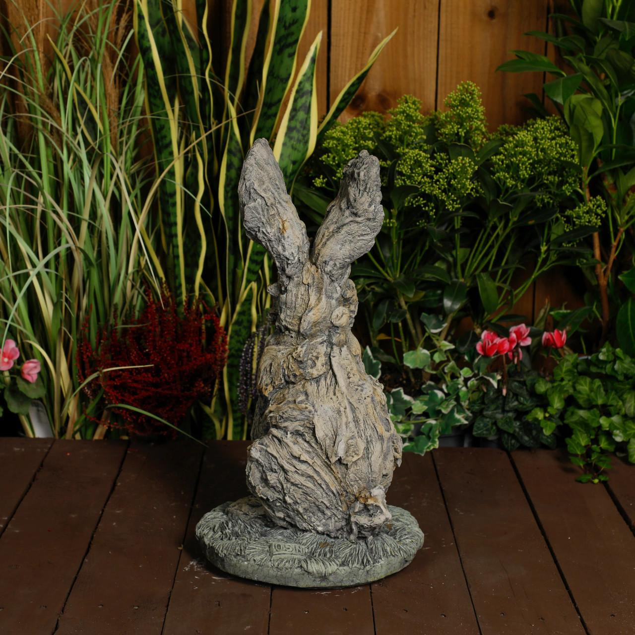 Oak Hare Statue Rustic Stone Cast Garden Ornament