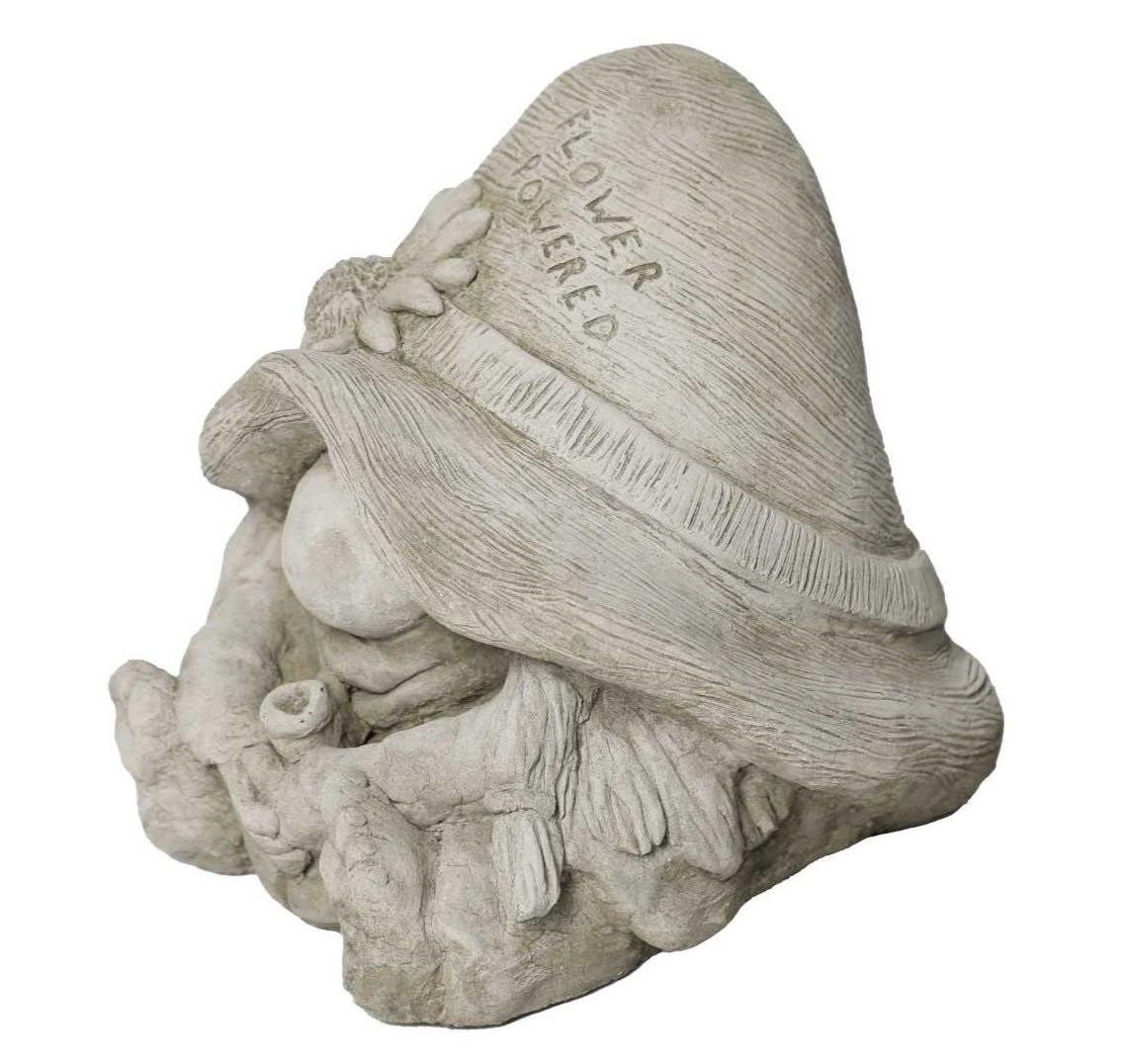 Stone Cast Flower Power Gnome Fairy Statue
