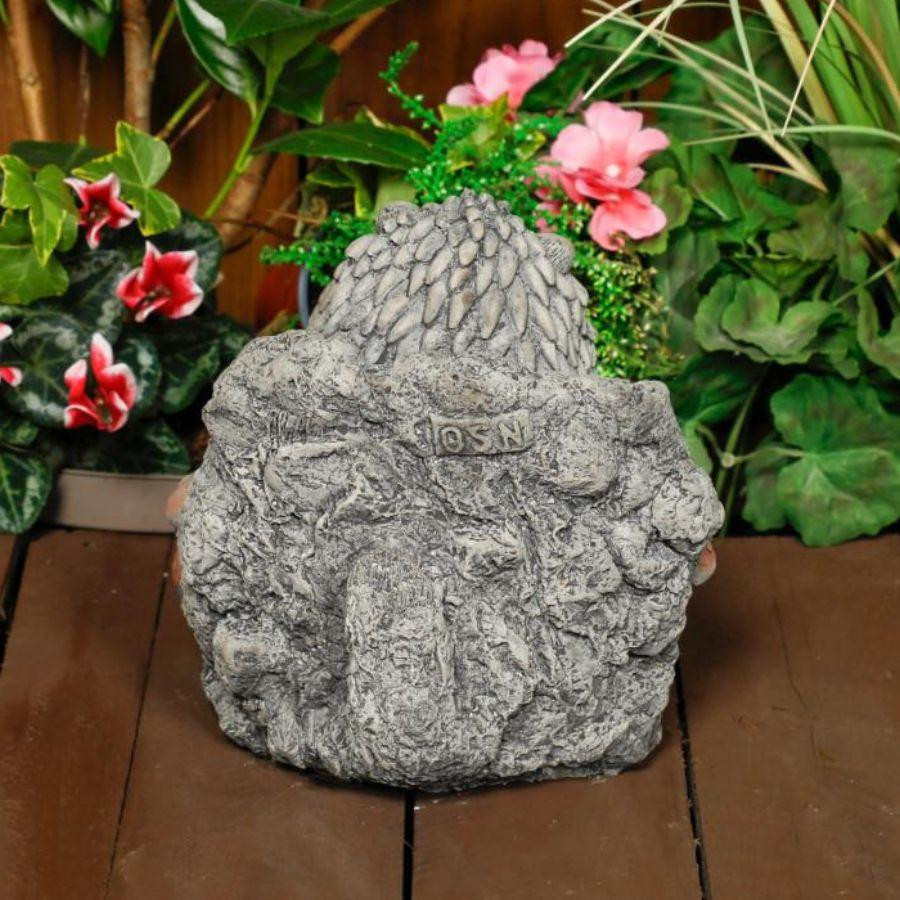 Cheerful Stone Cast Hedgehog with Welcome Sign