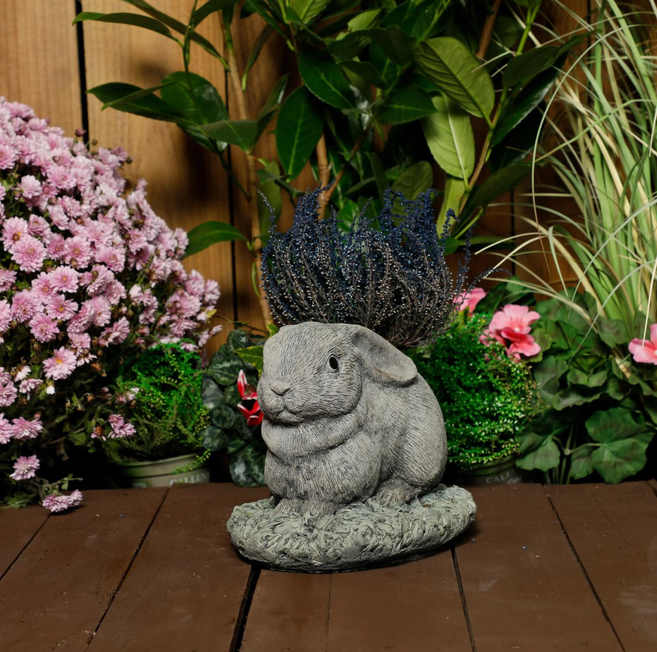 Charming Stone Cast Rabbit Planter for Flowers or Herbs
