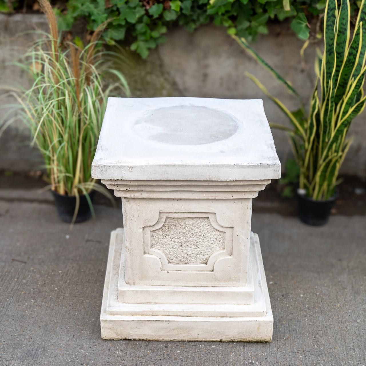 White Stone Large Square Statuary Pedestal Garden Statues