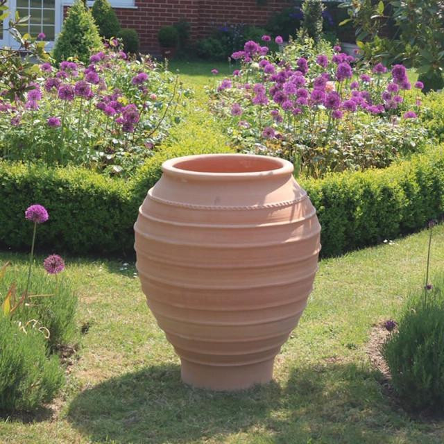 Handcrafted Pair of Large Koronios Mediterranean Terracotta Pots
