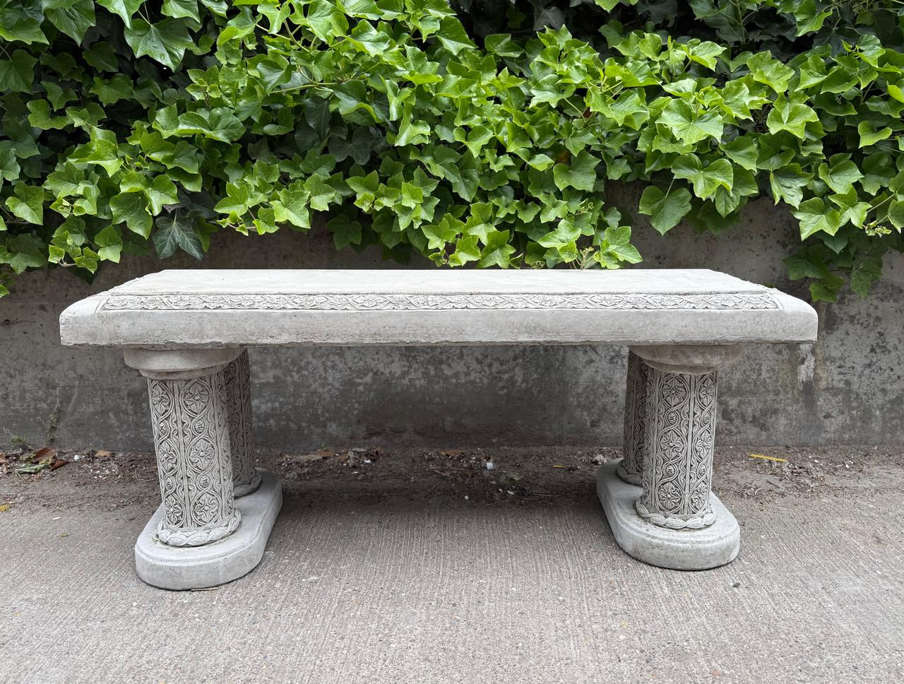 Large Stone Ornate Bench Seat