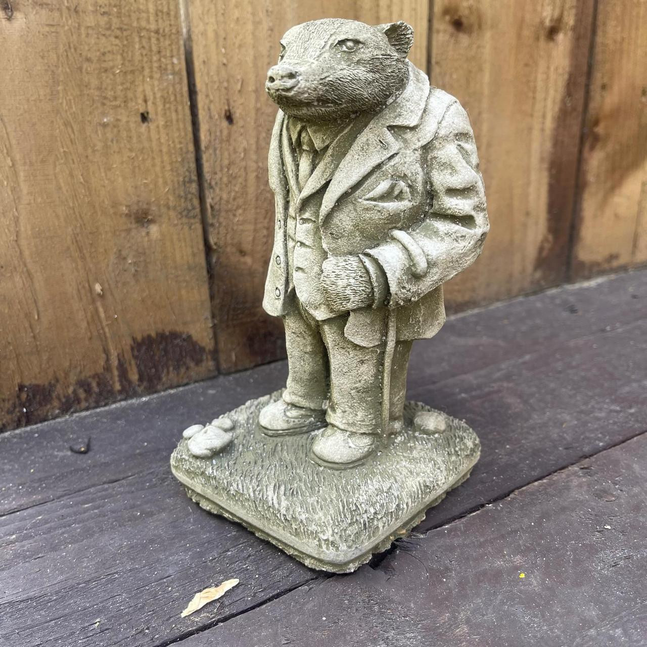 Stone Cast Mr. Badger Garden Sculpture Ornaments 