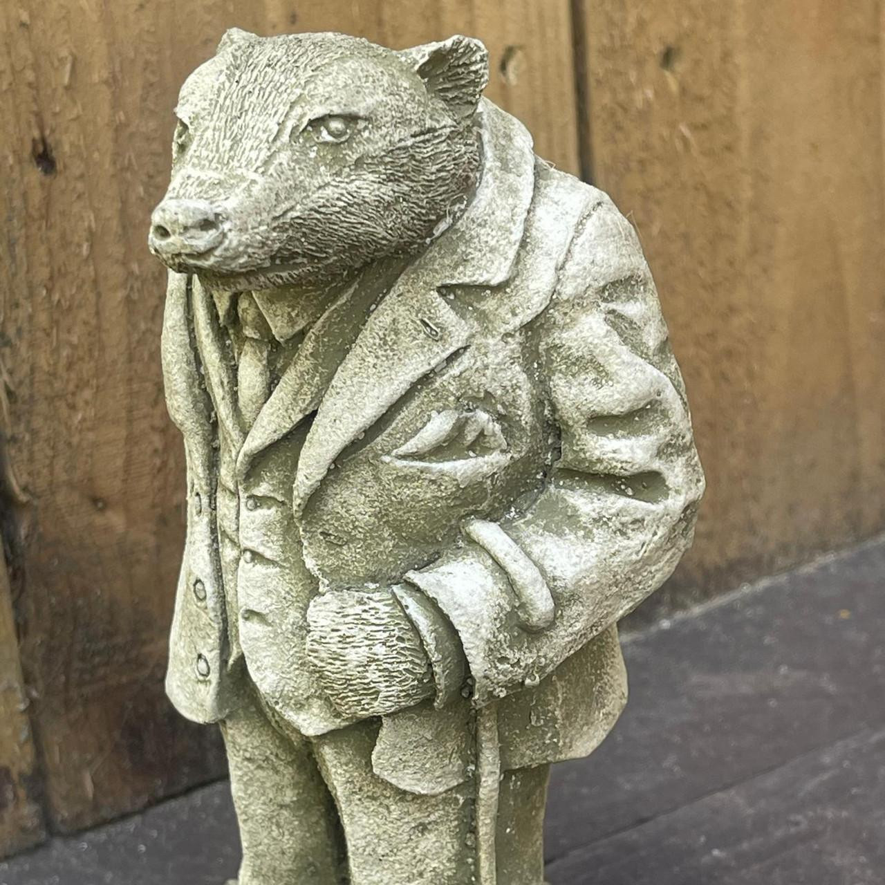 Stone Cast Mr. Badger Garden Sculpture Ornaments 