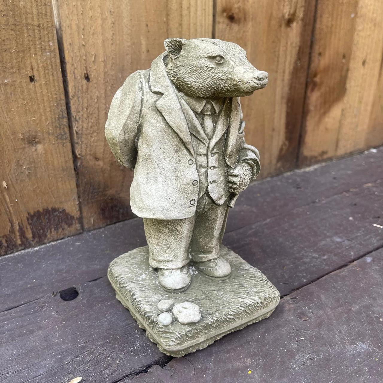 Stone Cast Mr. Badger Garden Sculpture Ornaments 