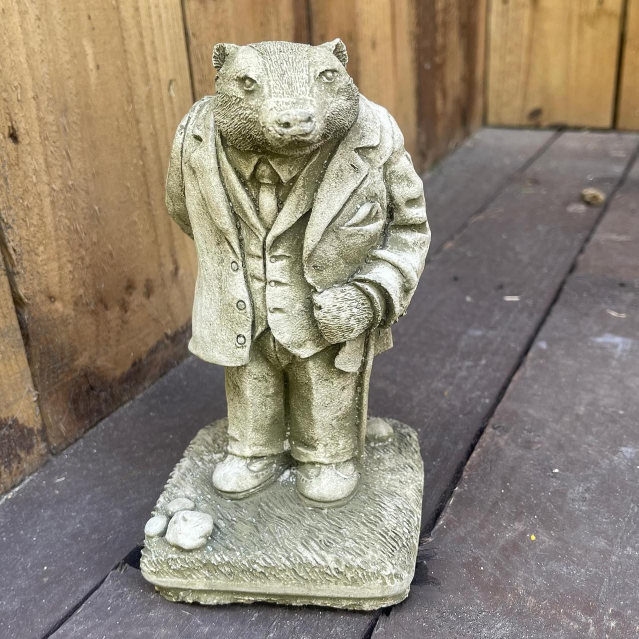 Stone Cast Mr. Badger Garden Sculpture Ornaments 
