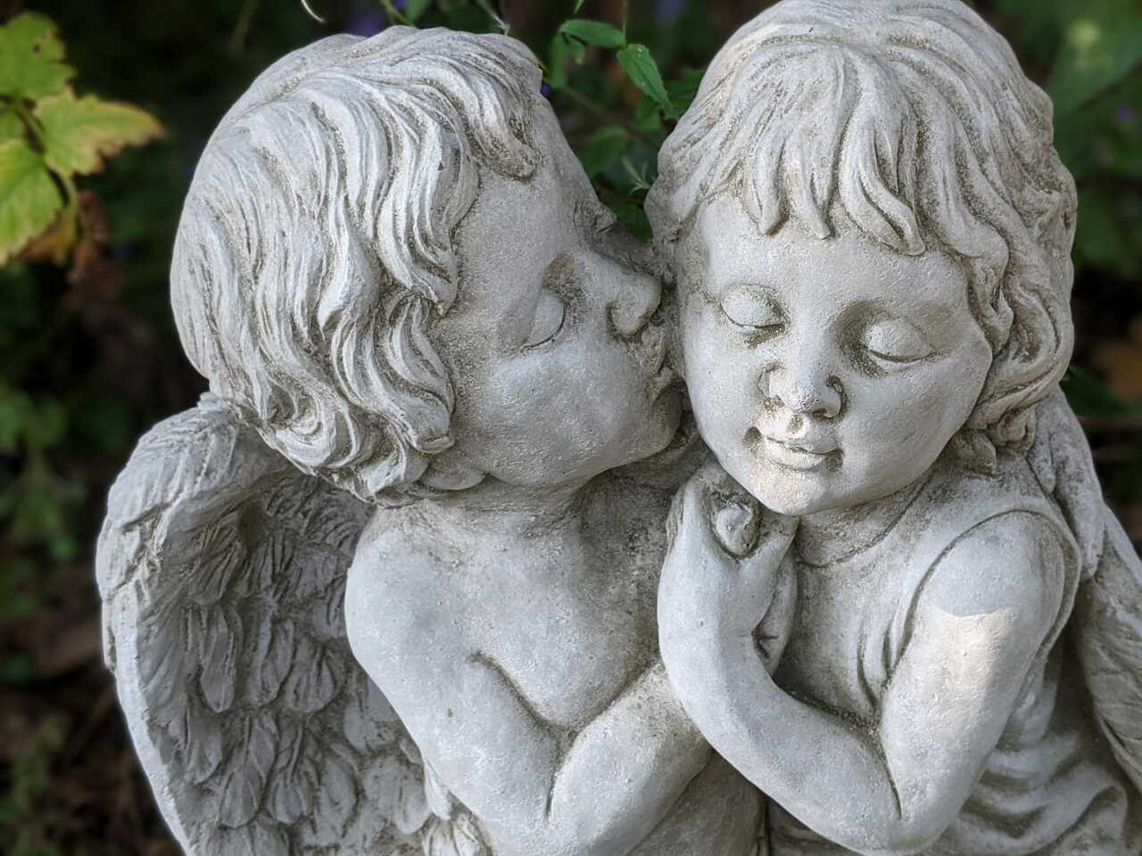 Charming Cupid Lovers Stone Cast Statue