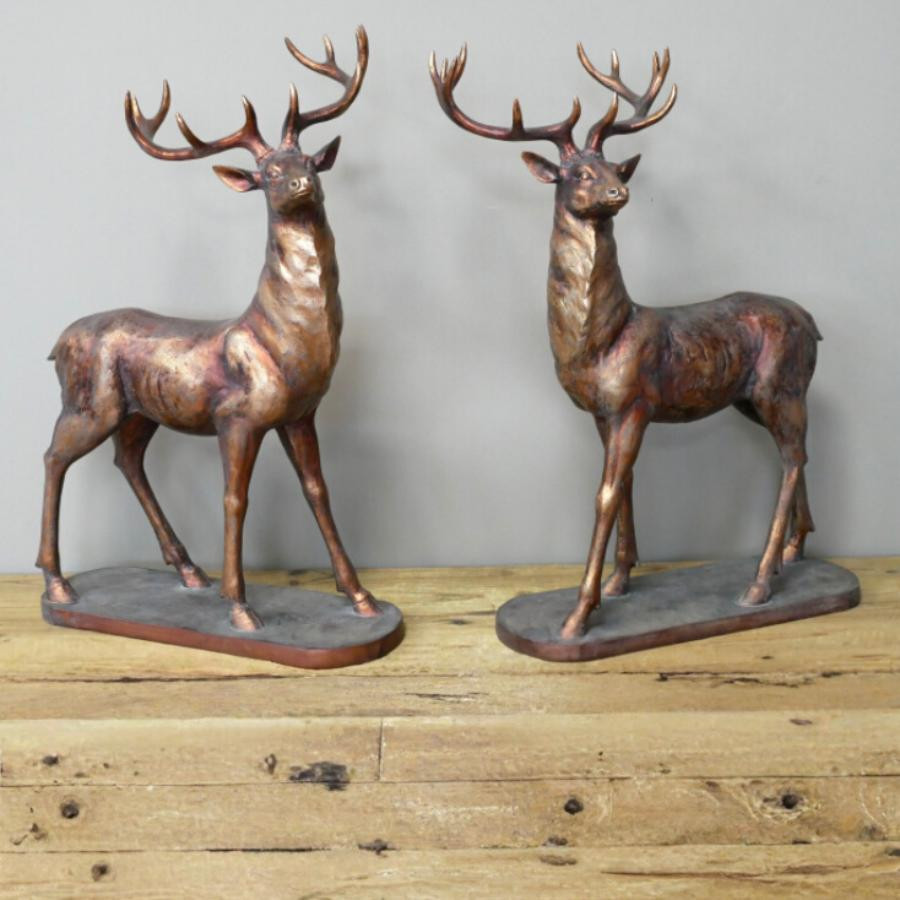 Set Of 2 Antique Stags Home Decor