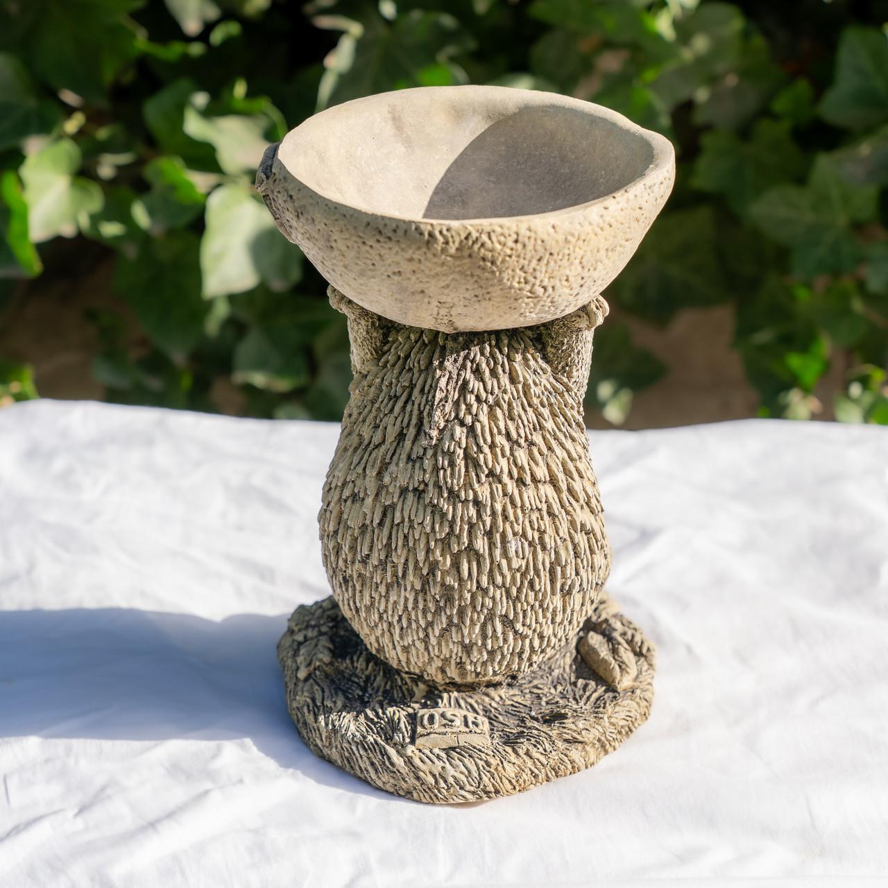 Small Adorable Hedgehog Design Stonecast Bird Bath