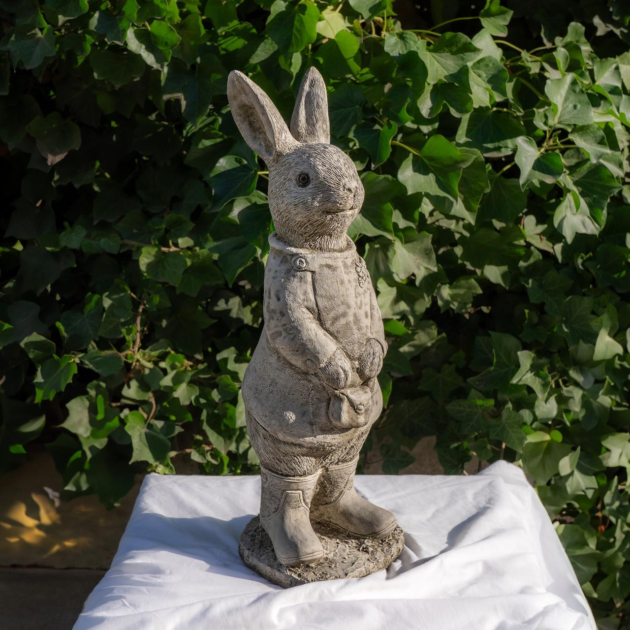Cute Stone Cast Flopsy Bunny Large Garden Sculpture
