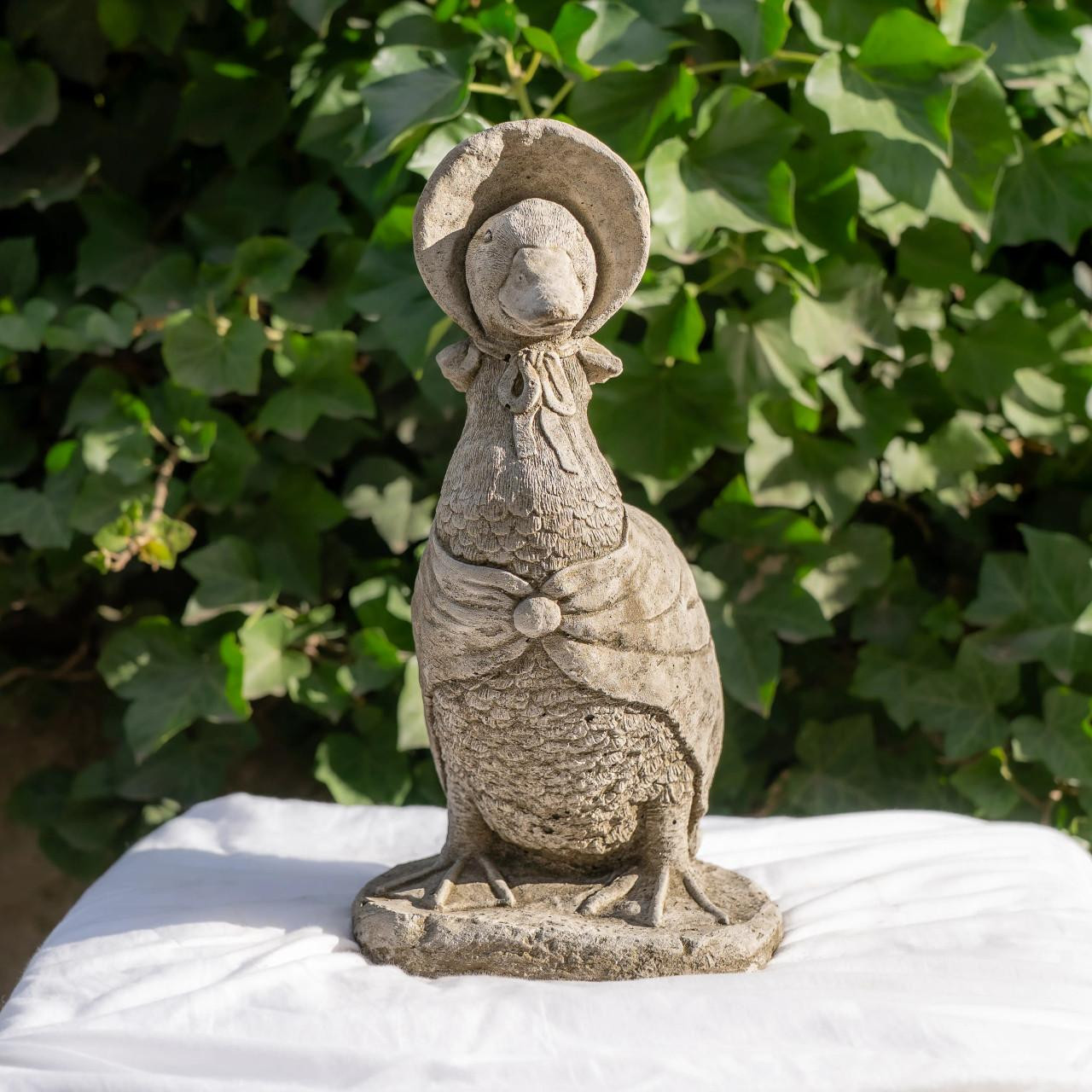 Cute Stone Cast Puddle Duck Medium Garden Sculpture 