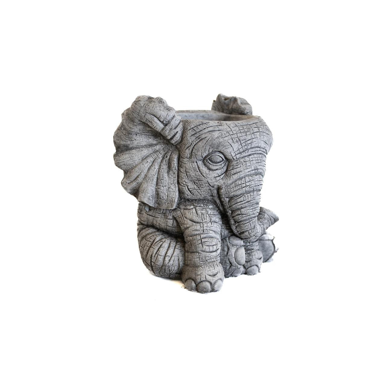 Small Stone Cast Elephant Planter Pot 