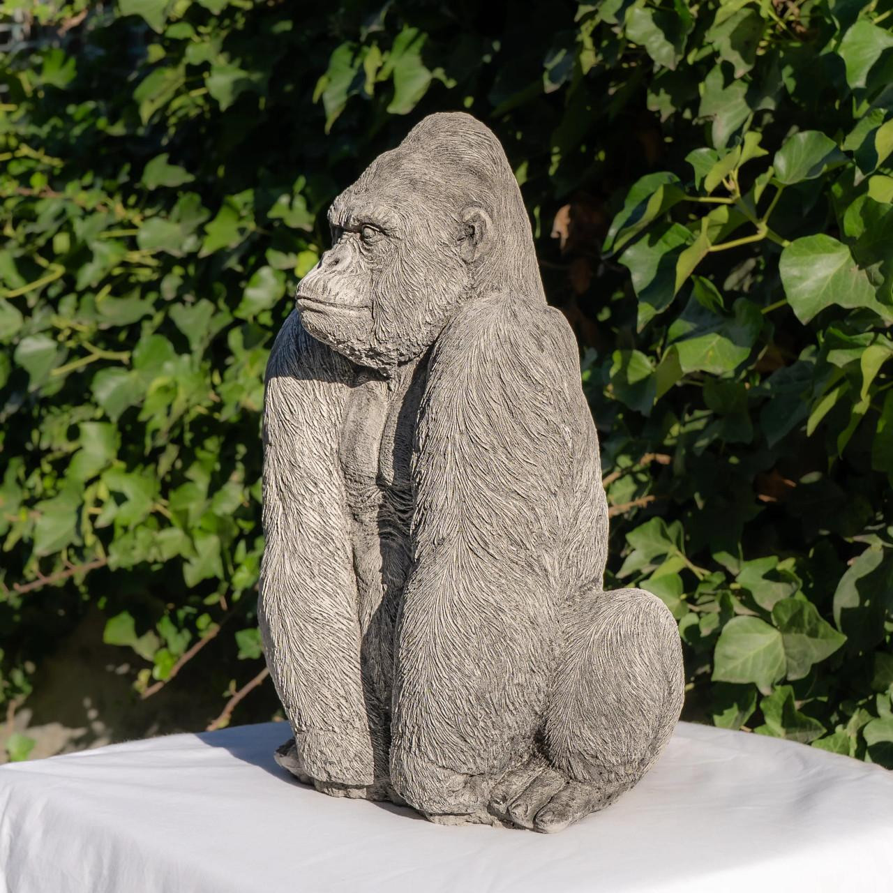 Large Stone Cast Gorilla Sculpture Animal Statue 