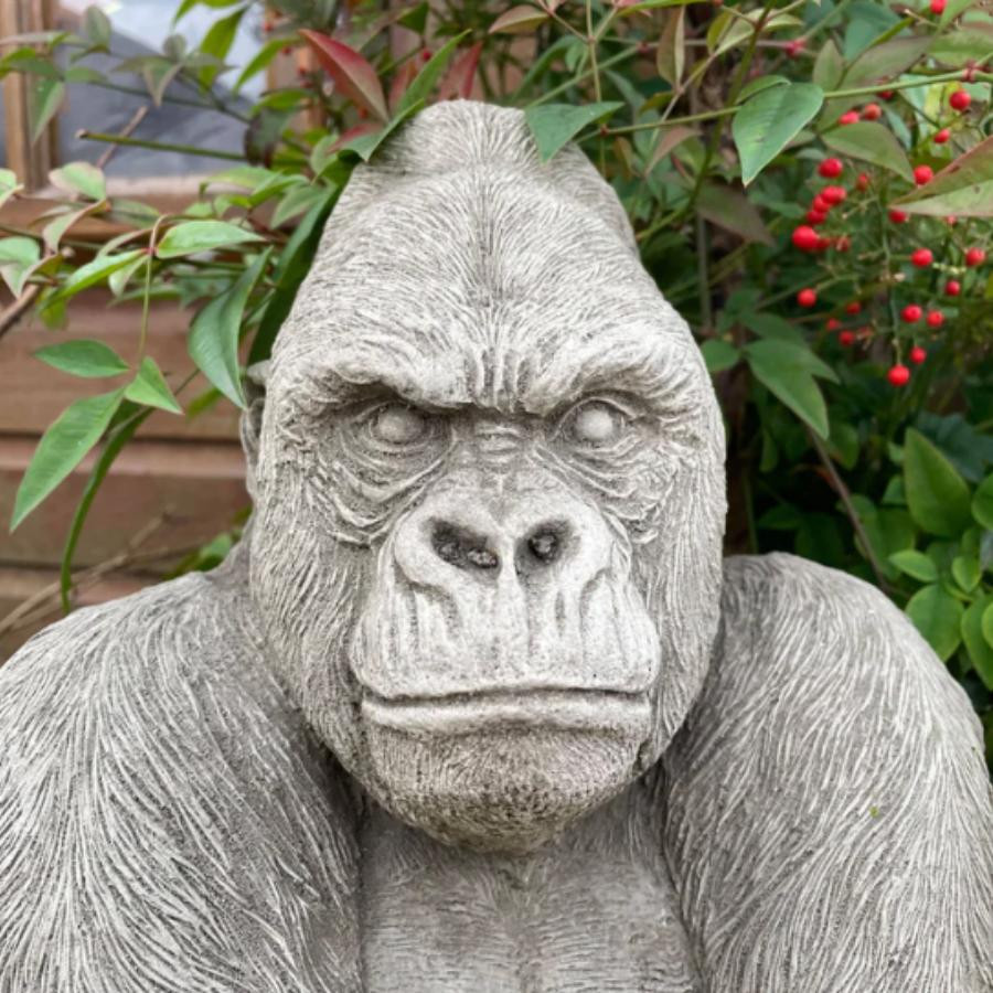 Large Stone Cast Gorilla Sculpture Animal Statue 