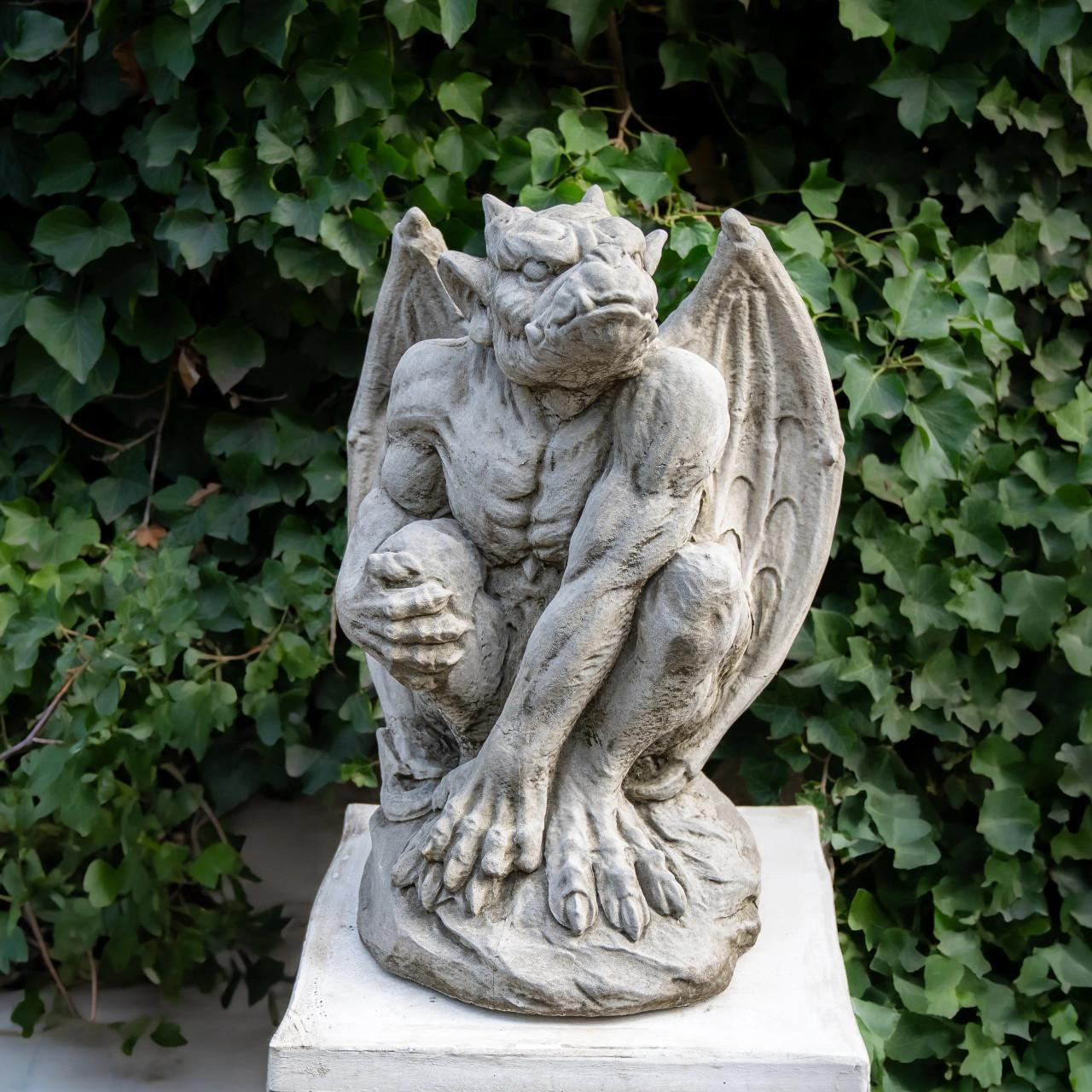 Pair of Large Gargoyle Sculptures Garden Statues