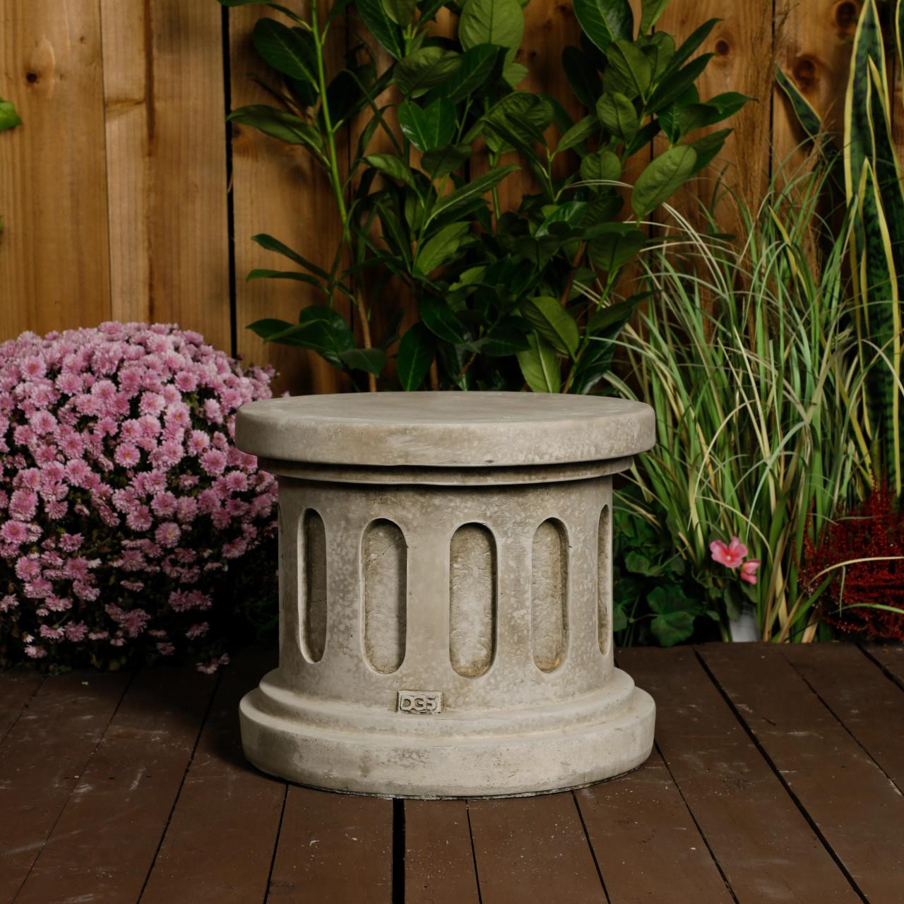 Large Stone Cast Pandora Lady Statue on Column