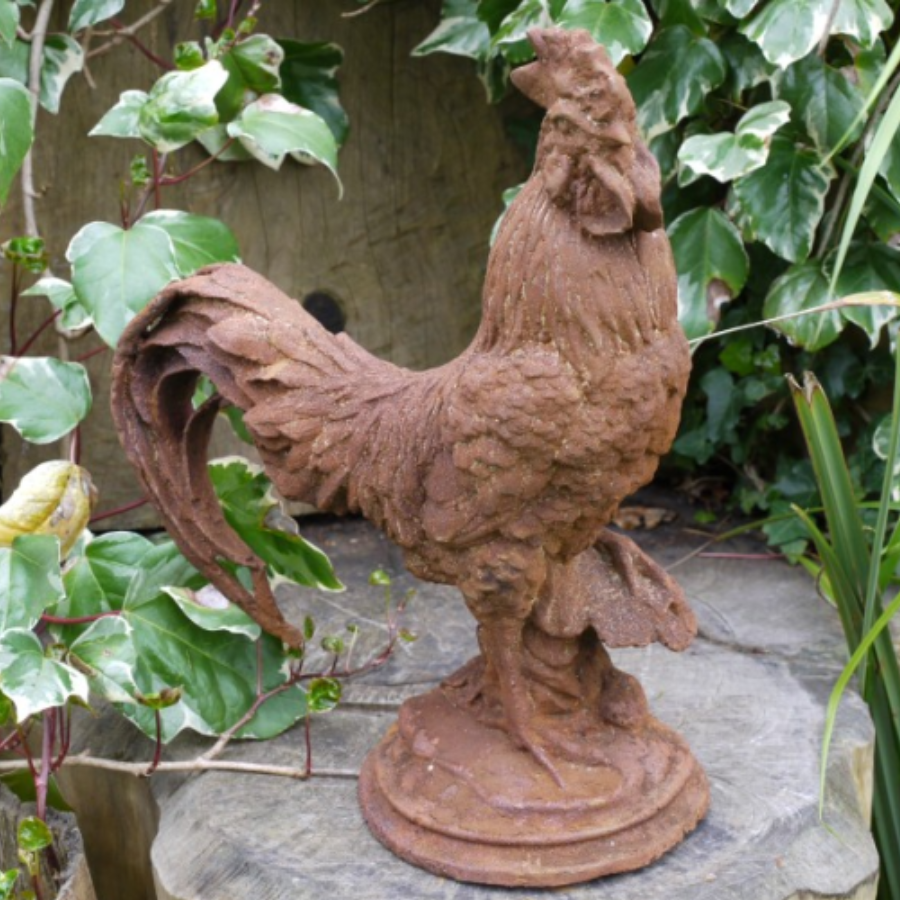 Cast Iron Rusty Cockerel Garden Décor