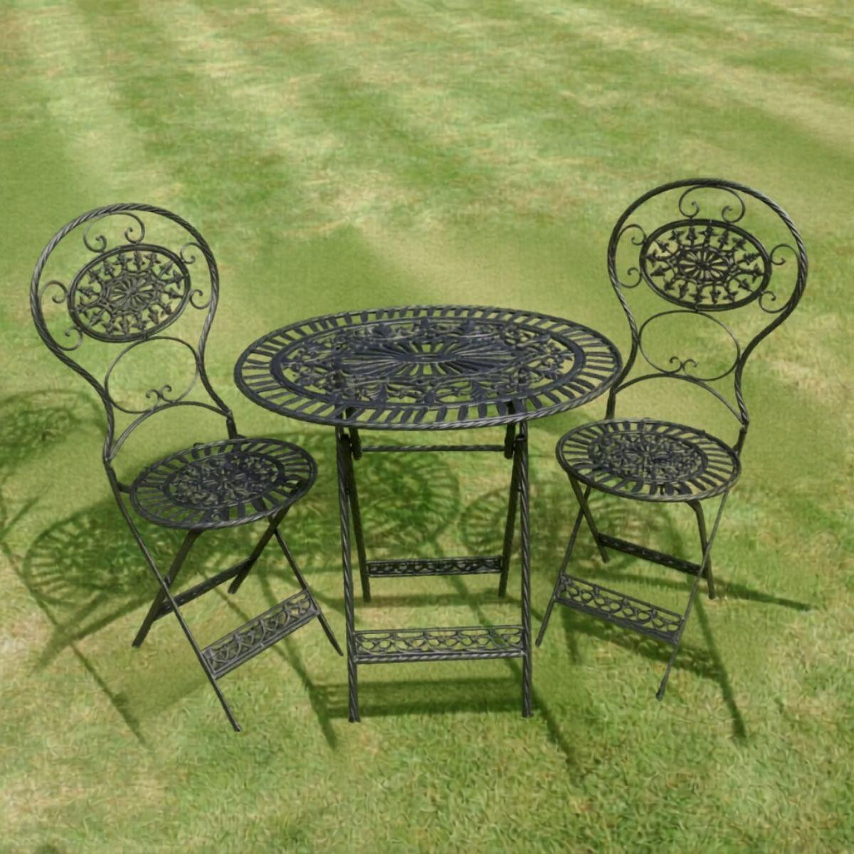 T42 Black Oval Metal Table and Chairs ( Bistro 2 seater Set) 