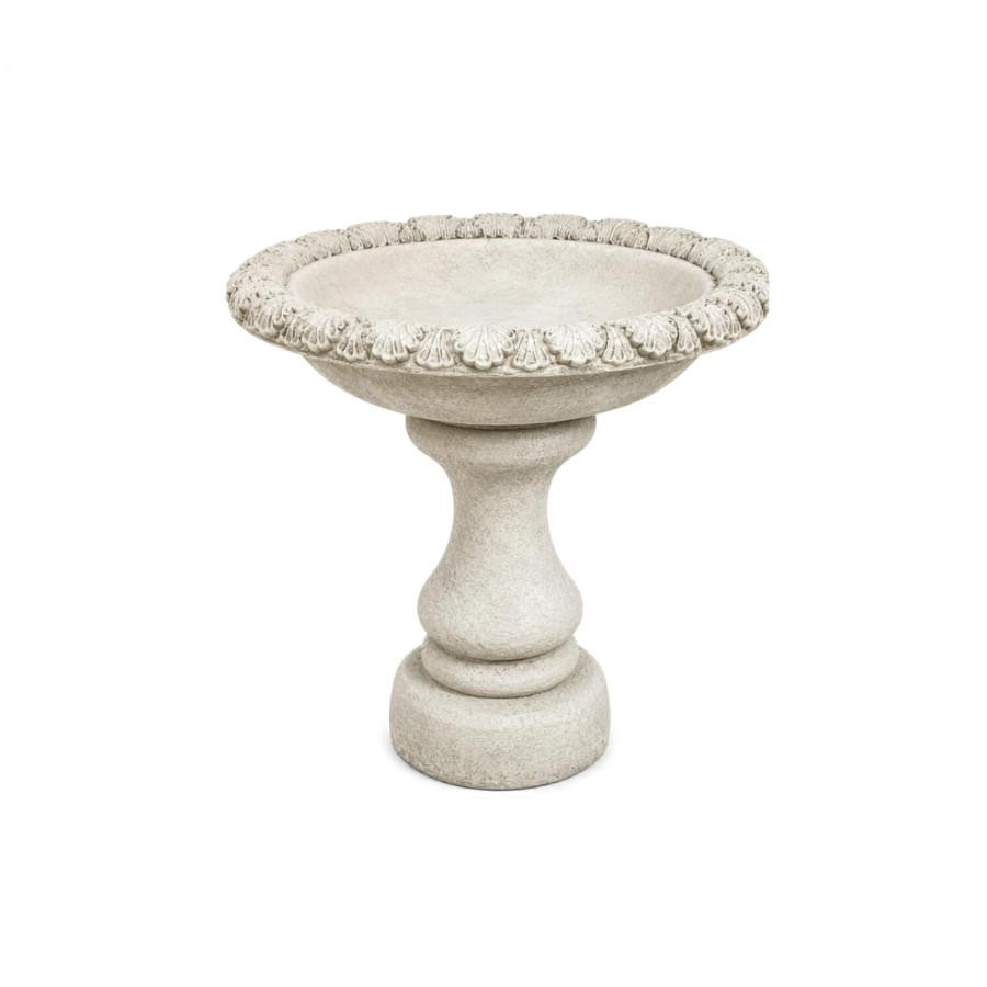 Stone Cast Richmond Birdbath with Decorative Carved Basin and Pedestal 