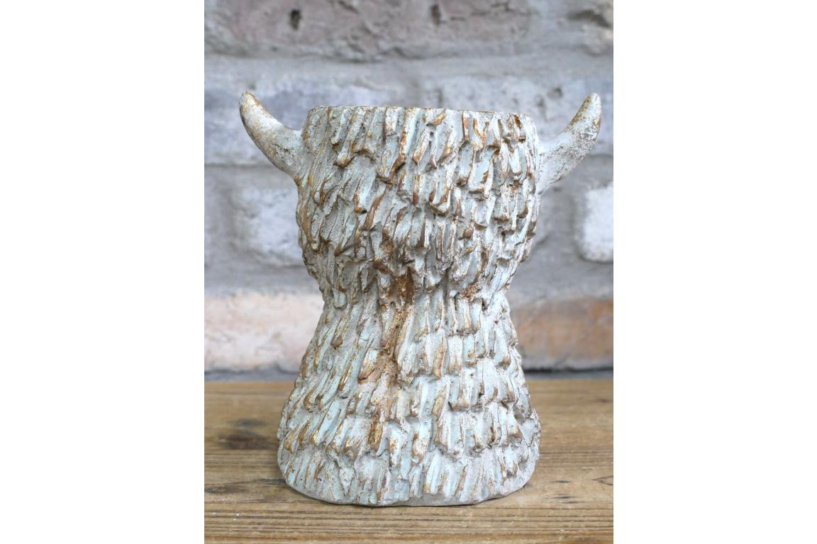 Cow Head Planter – Rustic Highland Cow Resin Plant Pot 