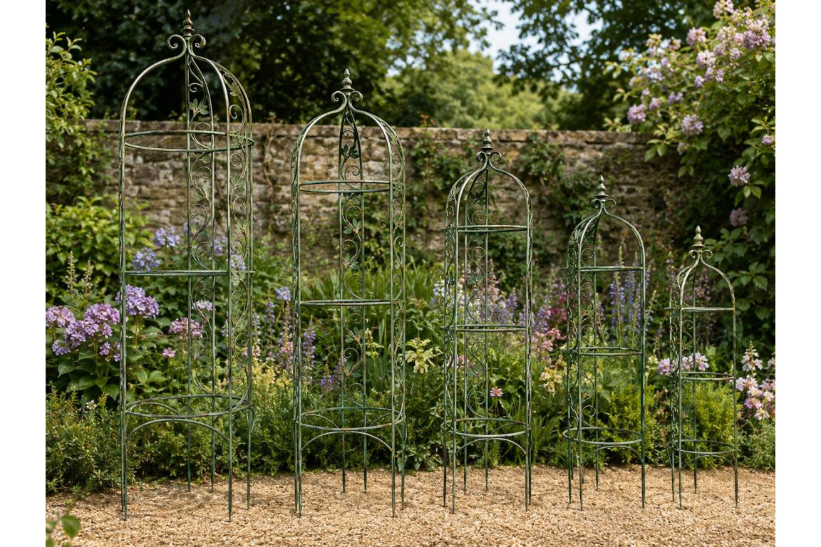 Set of 5 Garden Obelisks – Decorative Metal Plant Supports 