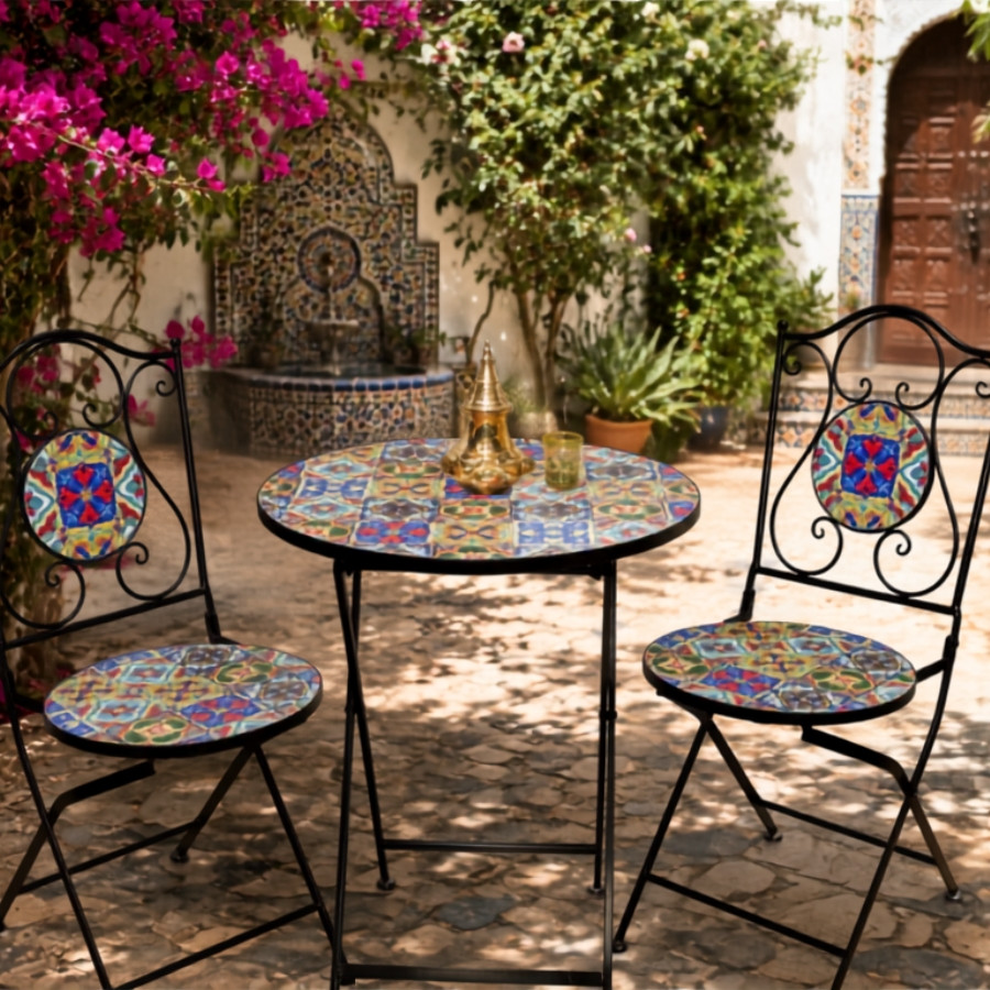 Casablanca Mosaic Bistro Set – Outdoor Table & 2 Chairs