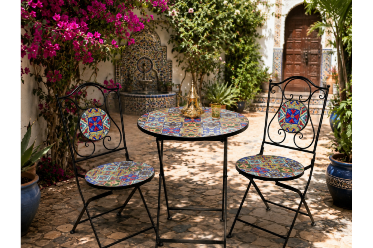 Casablanca Mosaic Bistro Set – Outdoor Table & 2 Chairs
