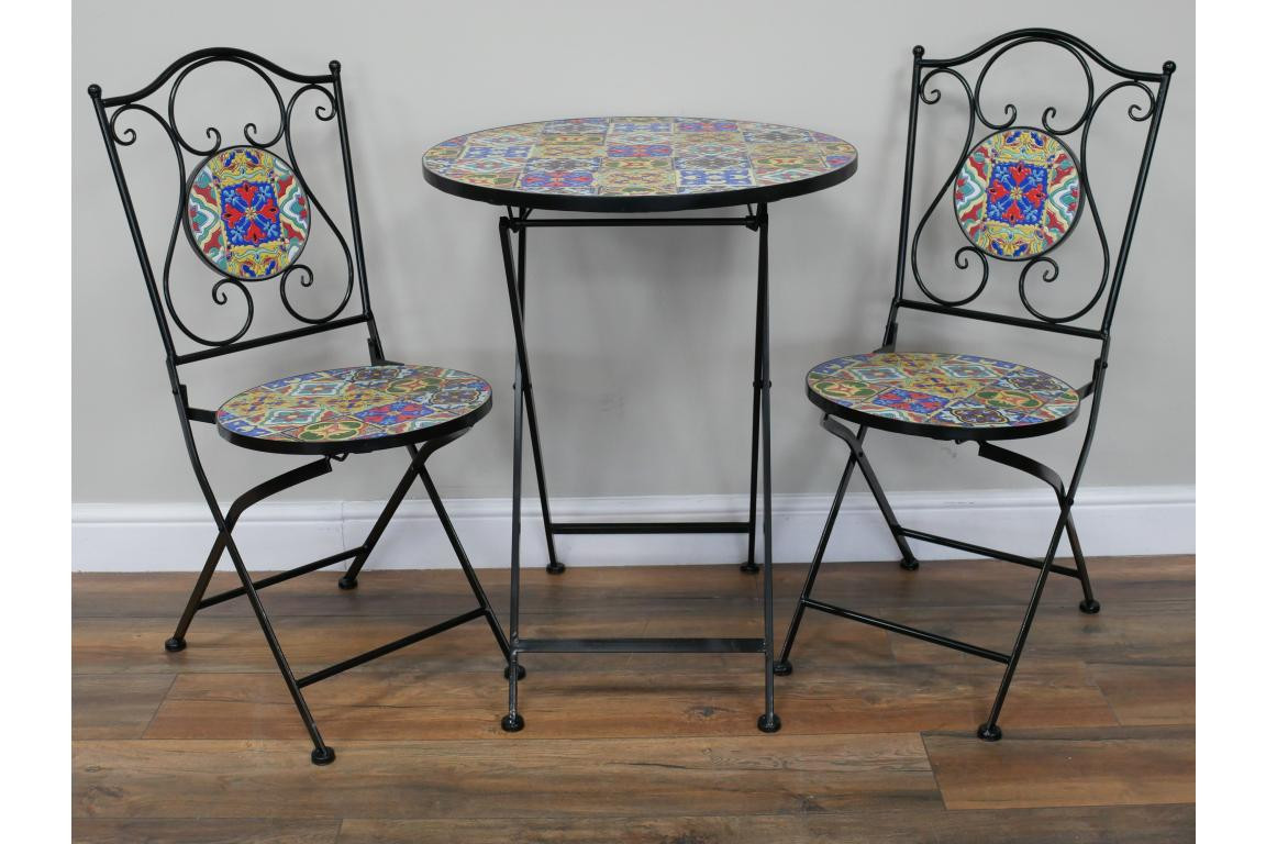 Casablanca Mosaic Bistro Set – Outdoor Table & 2 Chairs 
