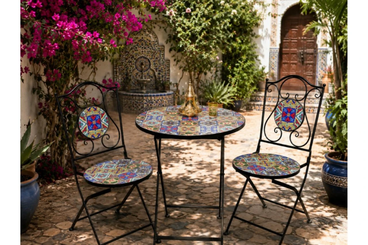 Casablanca Mosaic Bistro Set – Outdoor Table & 2 Chairs 