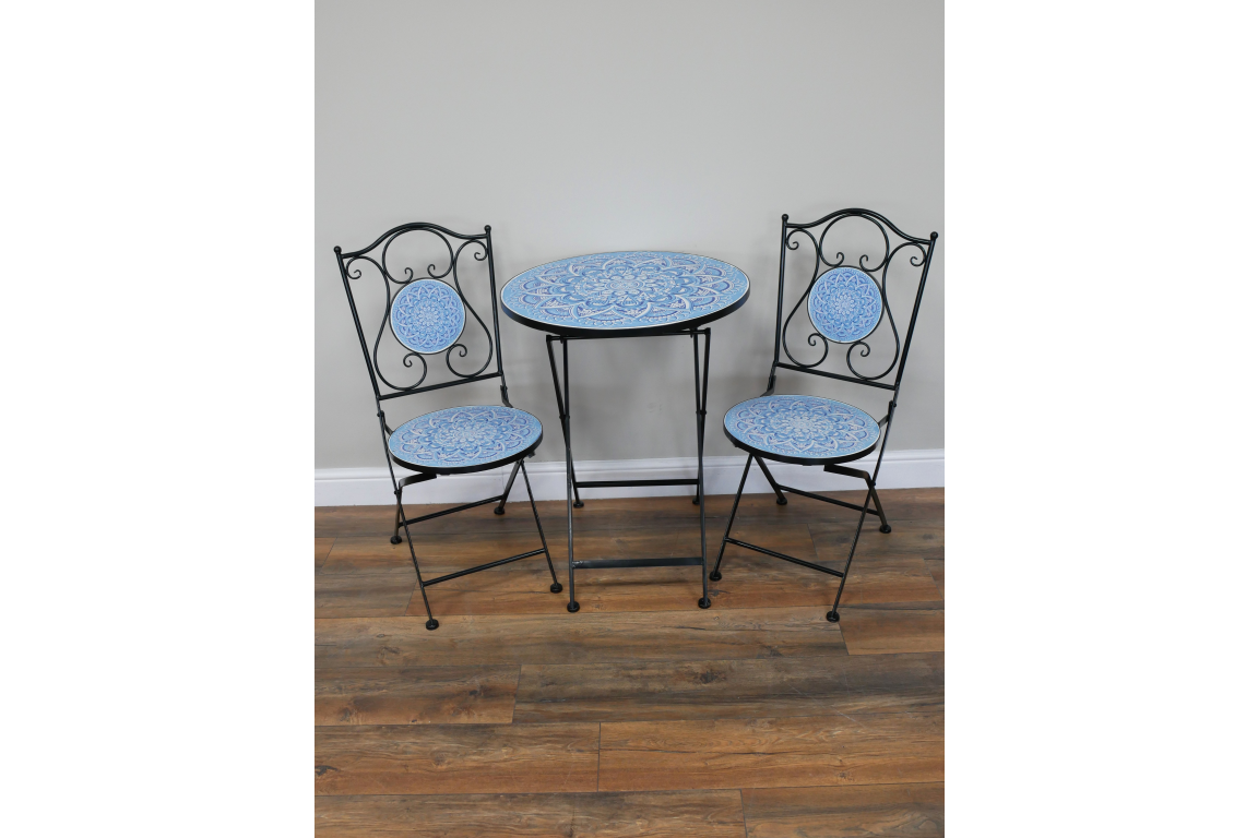 Mykonos Mosaic Bistro Set – Outdoor Table & 2 Chairs