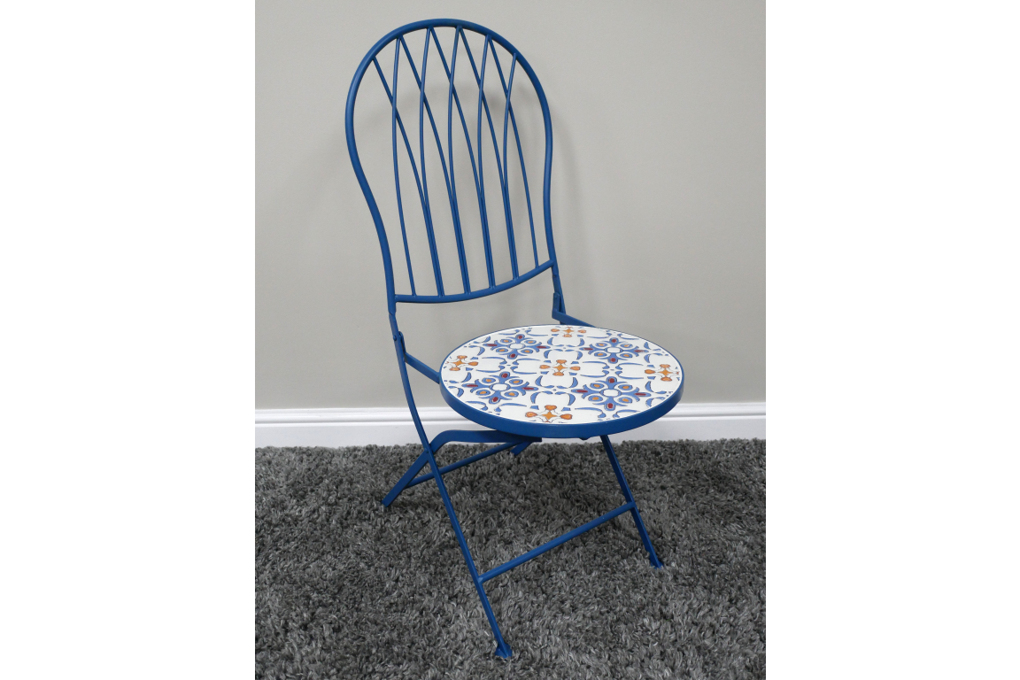 Blue Mosaic Garden Bistro Set – Outdoor Table & Chairs