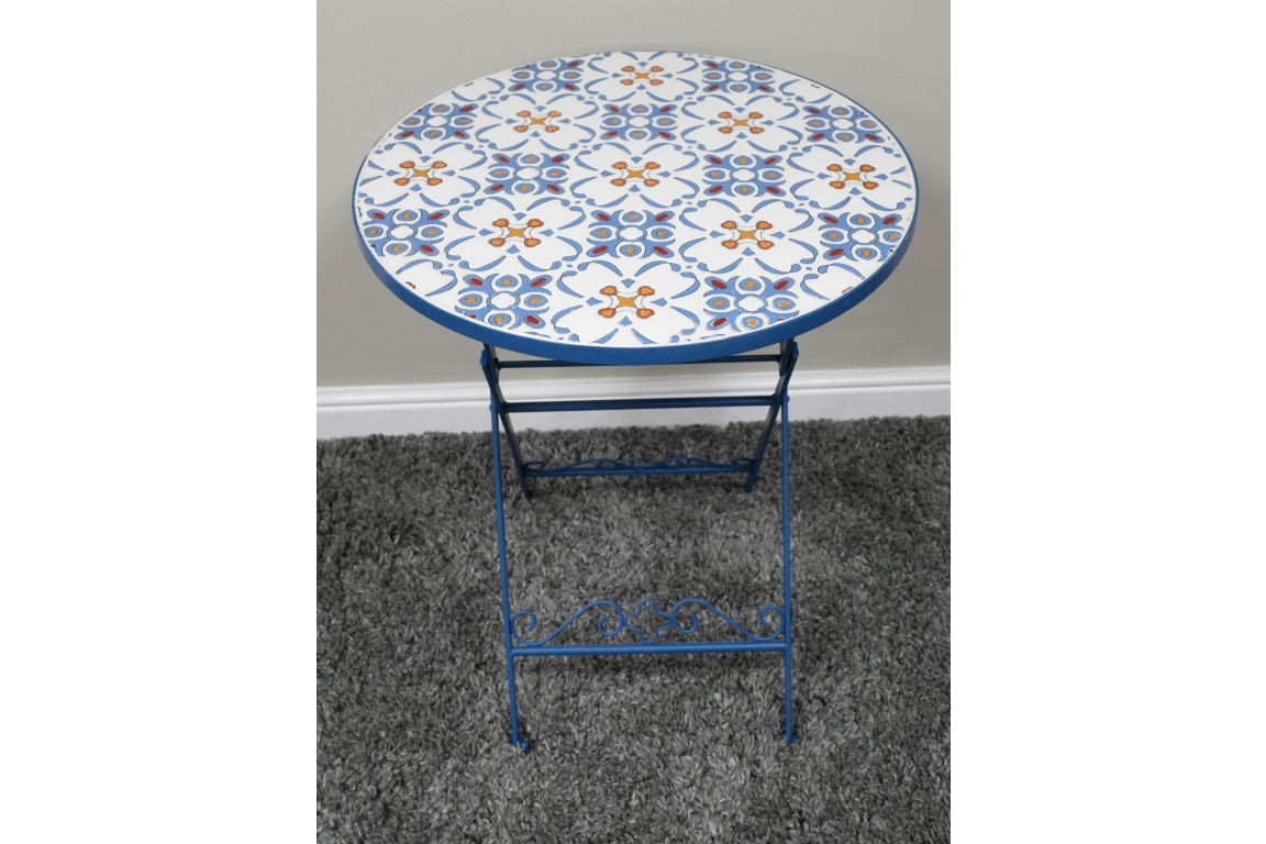 Blue Mosaic Garden Bistro Set – Outdoor Table & Chairs