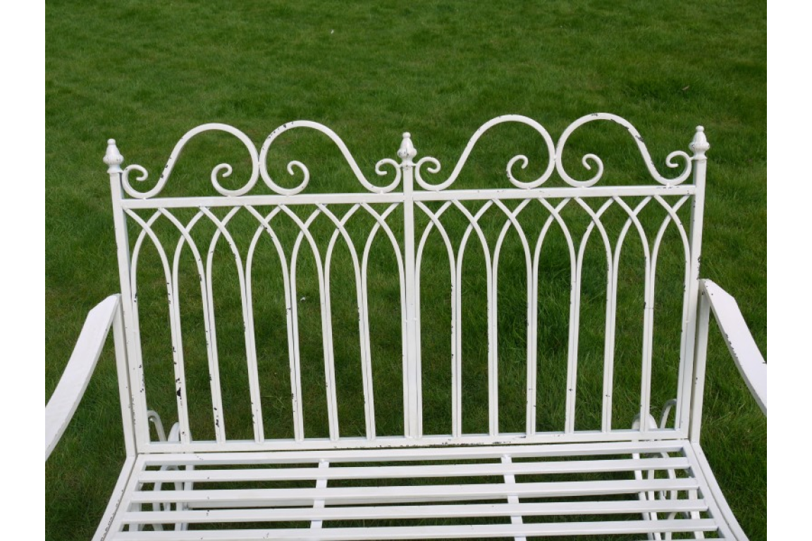 Antique Cream Metal Rocking Bench – Decorative Garden Furniture