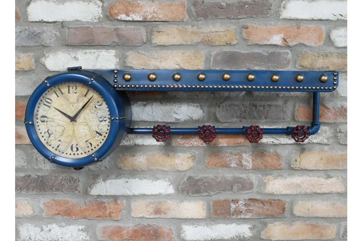 Vintage Pipework Clock with Storage Shelf