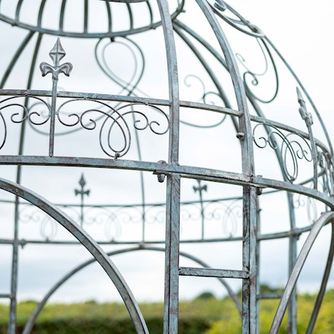 Grey Blue Stone Crown Gazebo – Decorative Metal Feature