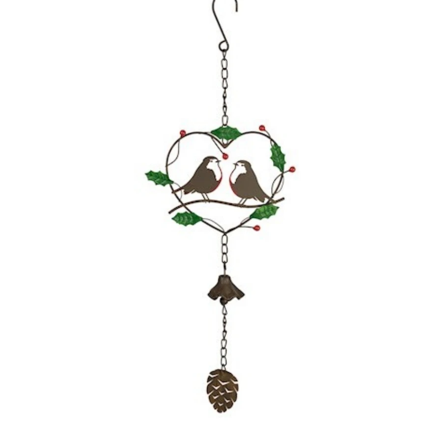 Red Robin Double Windchime – Festive Garden Accent