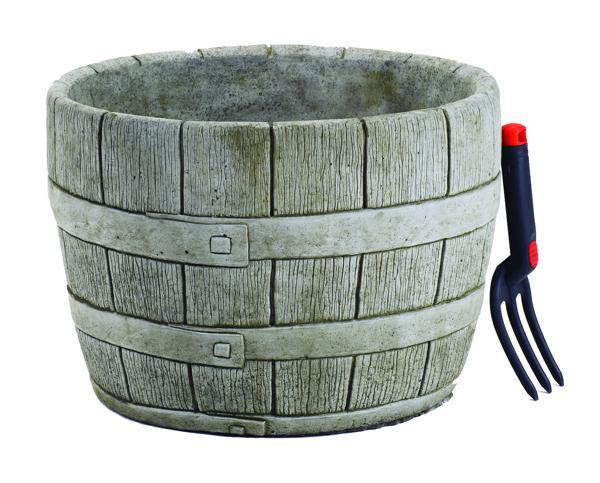Stone Cast Large Barrel Garden Planter