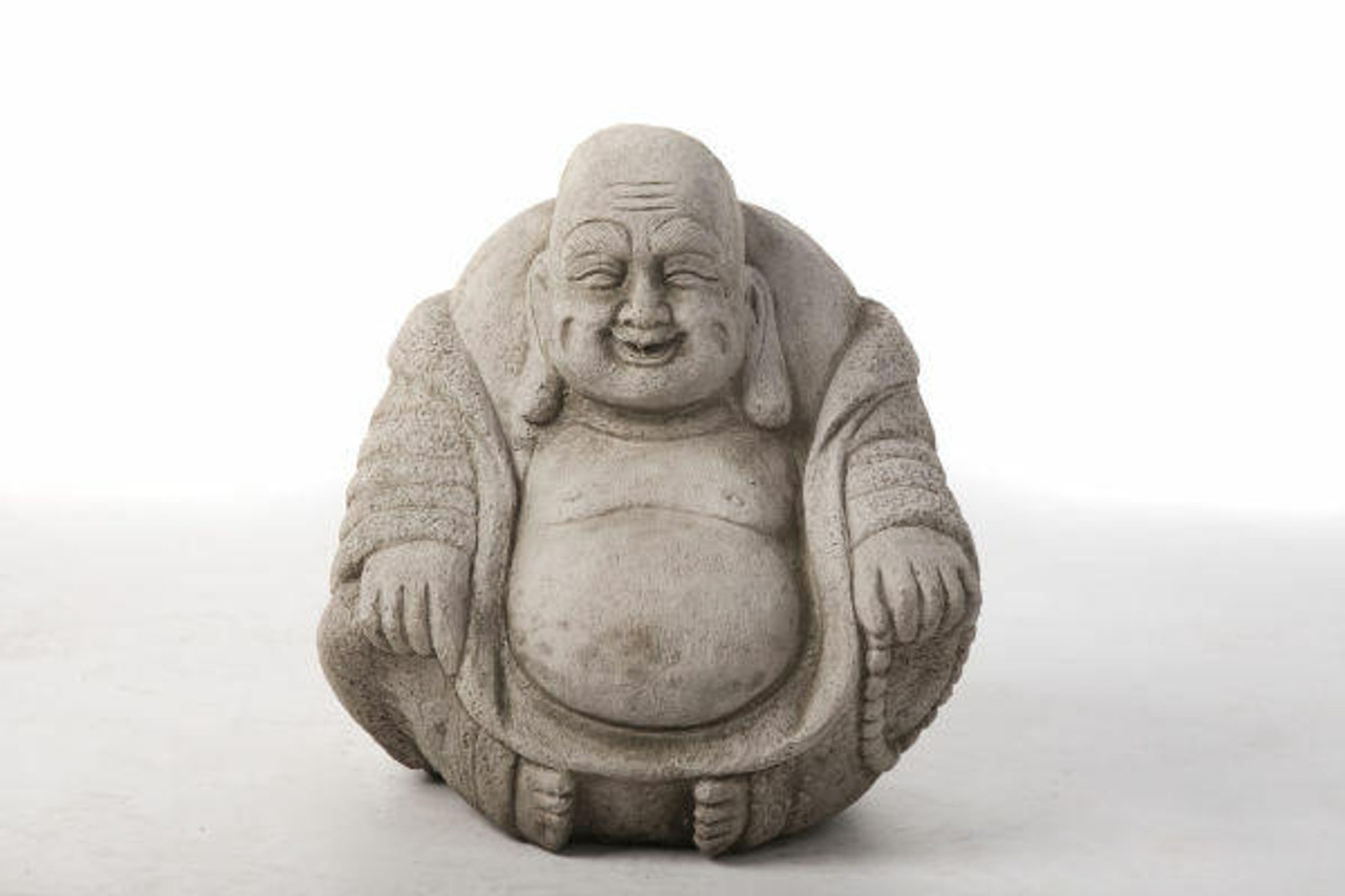 Medium Stone Cast Happy Buddha Sculpture