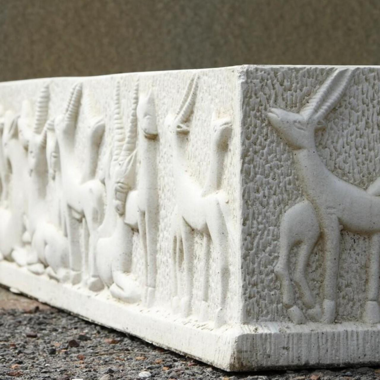 Large White Stone Deer design Planter Trough