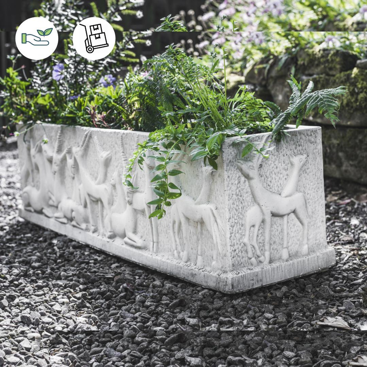 Large White Stone Deer design Planter Trough