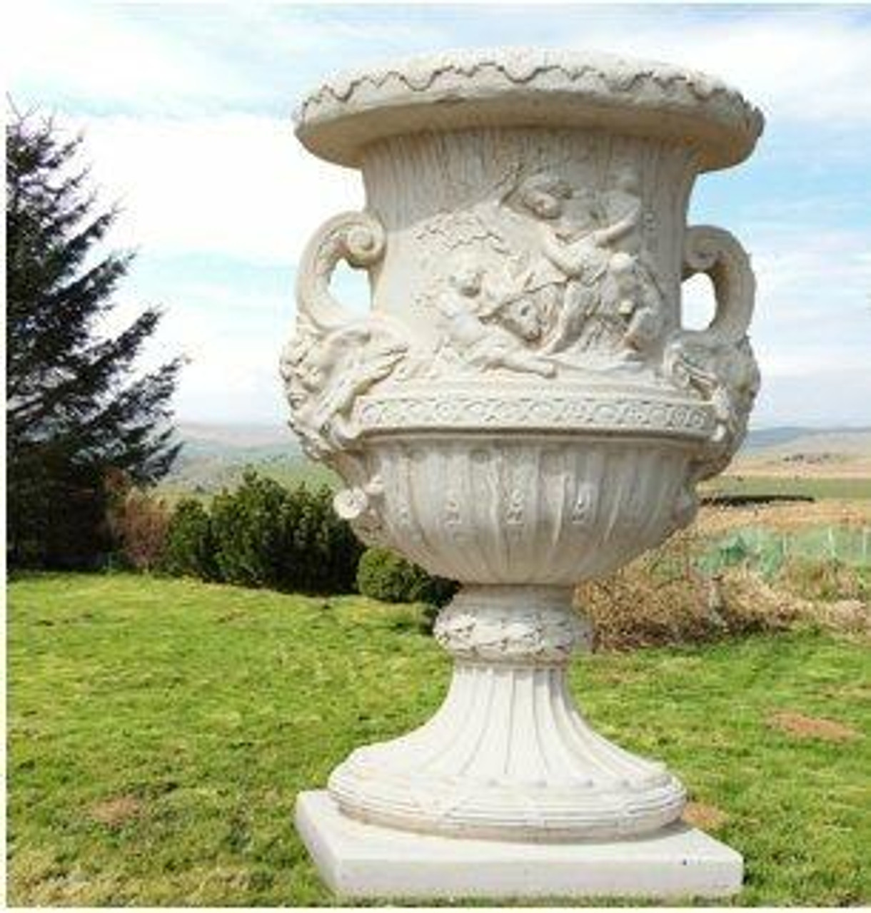 Giant Greek design Stone cast Vase with Column