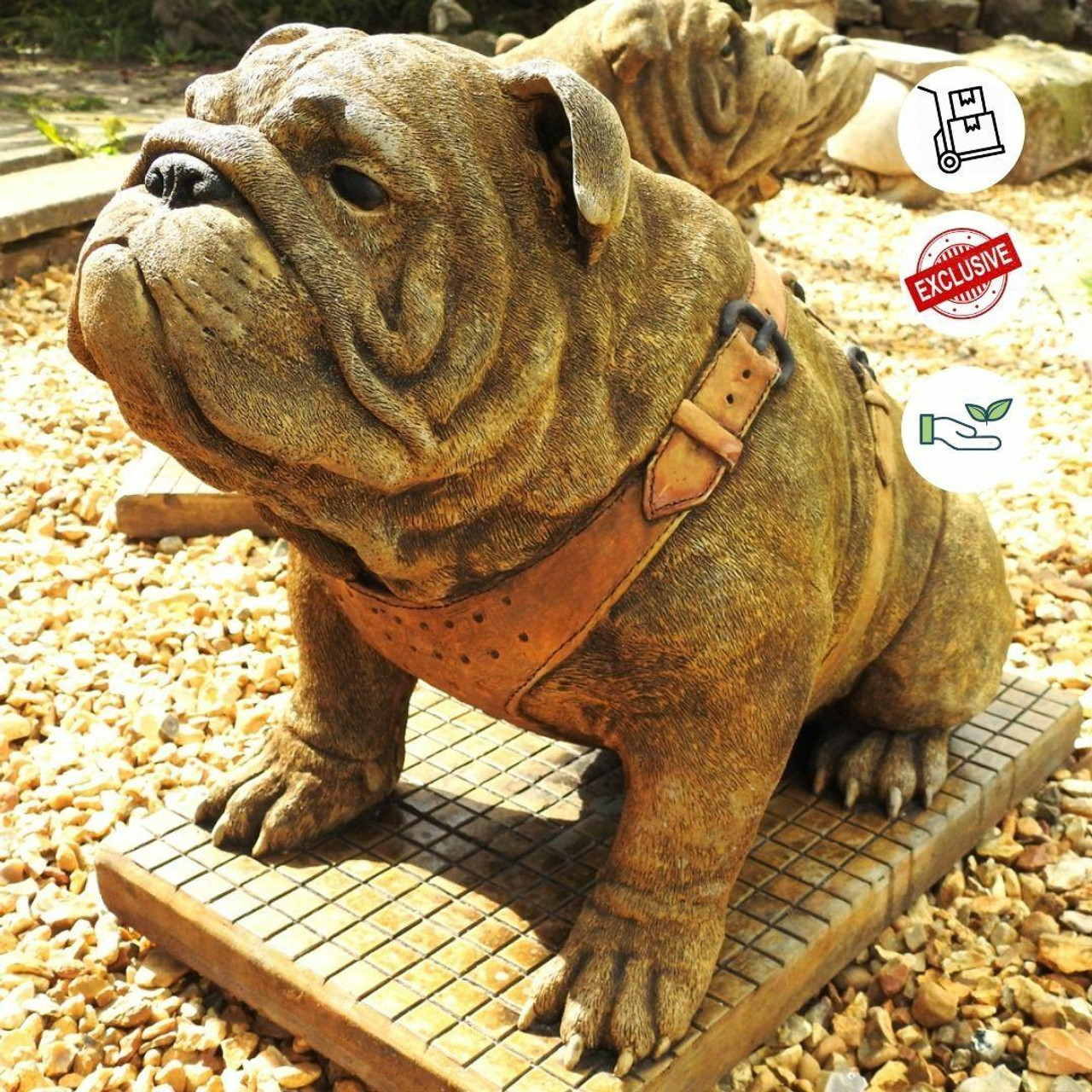 Life Size Sitting British Bulldog Stone Garden Ornament