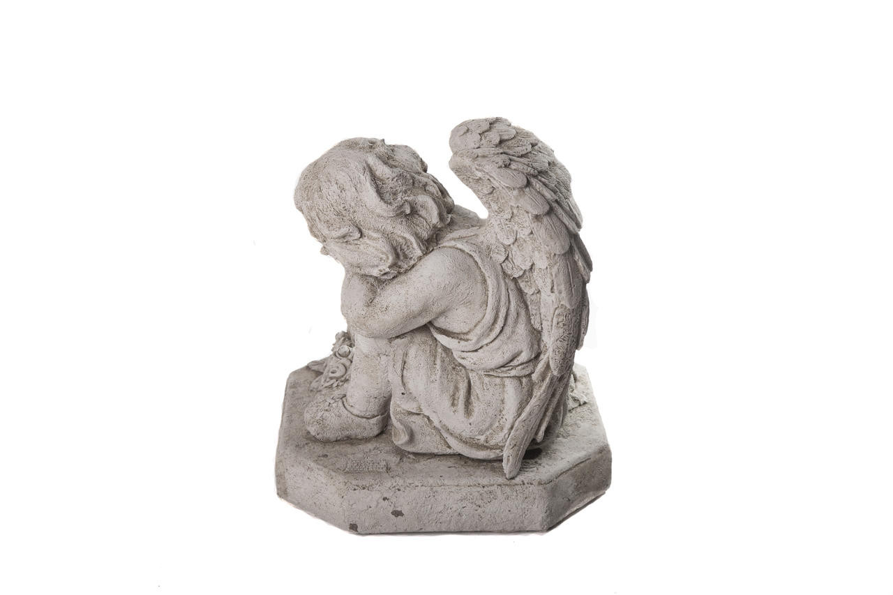 Detailed Guardian Angel Boy Memorial Stone