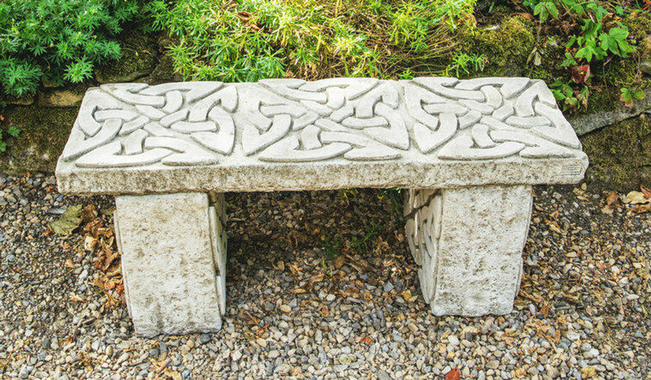 Celtic Style Stone Cast Garden Seat / Bench
