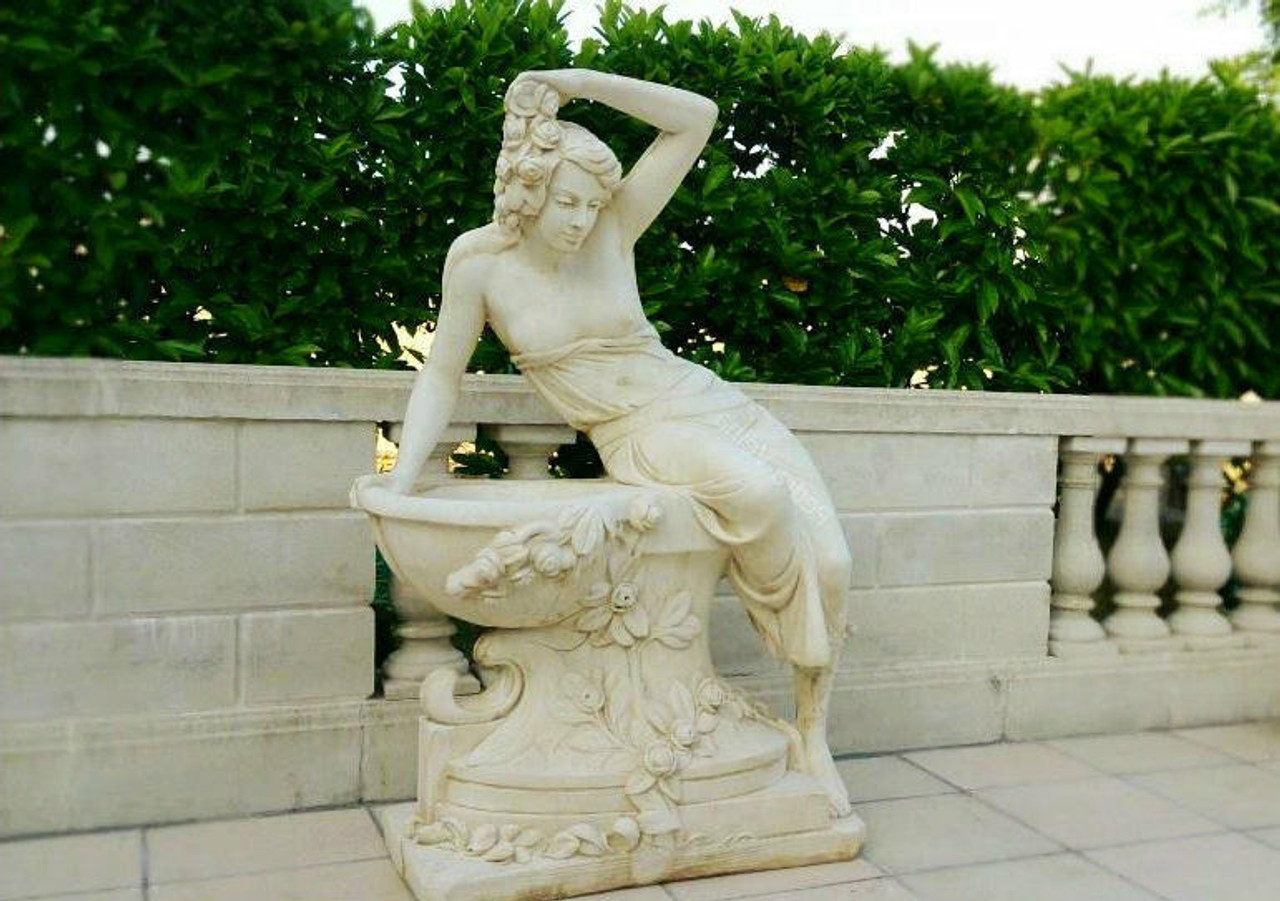 Giant Bathing Lady Statue in Greek style with Flower detail